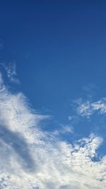 Low angle view of clouds in blue sky