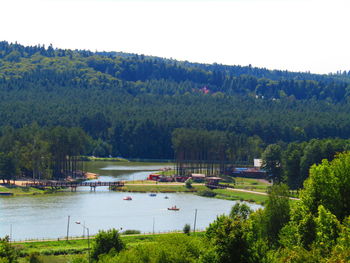 Scenic view of lake against trees