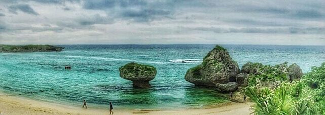 Scenic view of sea against cloudy sky