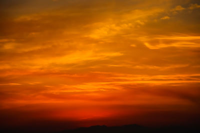 Low angle view of orange sky