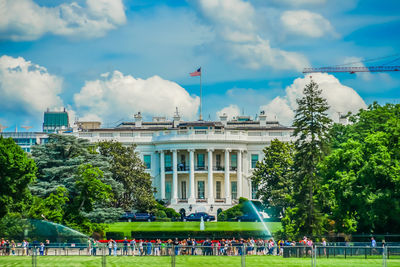 Group of people in front of building