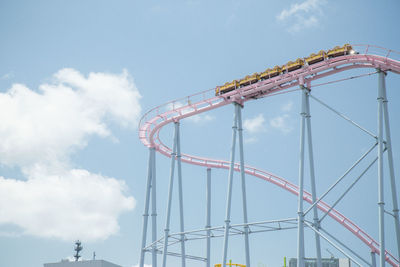 Low angle view of rollercoaster against sky