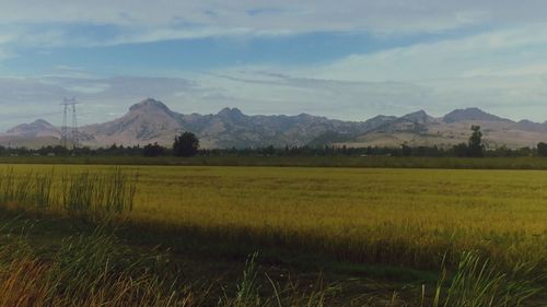 Scenic view of mountains against sky