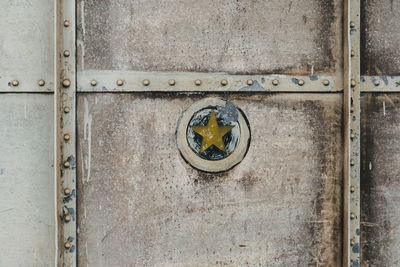 Closed door of old building