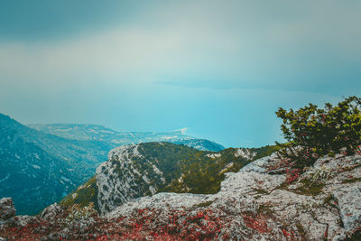 Scenic view of mountains against sky