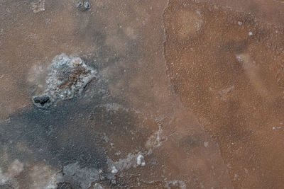 High angle view of snow on land