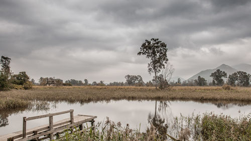 Scenic view of lake against sky