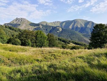 Scenic view of mountains against sky