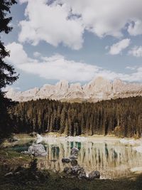 Scenic view of lake against sky