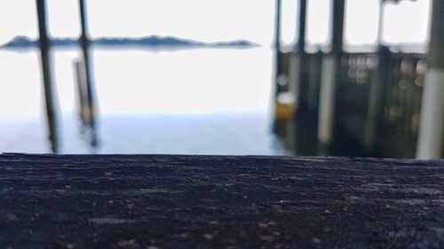 Close-up of water on table against window