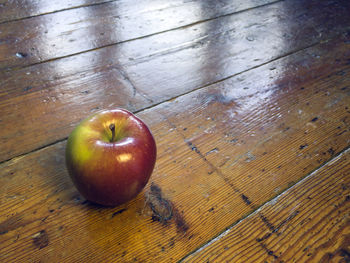 High angle view of apple on table