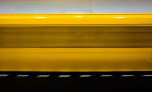 Close-up of yellow train