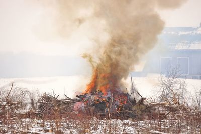 Controlled burn on a farm property to create more arable land