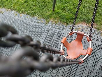 High angle view of swing in playground