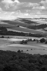 High angle view of land against sky