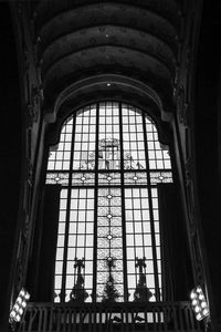 Low angle view of skylight in building