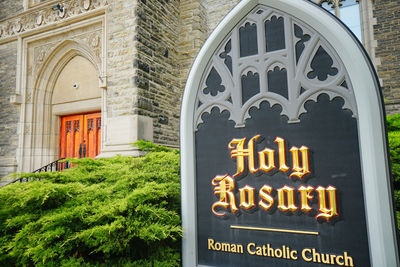 Low angle view of sign on building