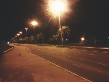 Light trails on road at night