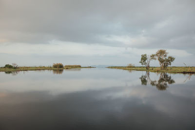 Scenic view of lake against sky