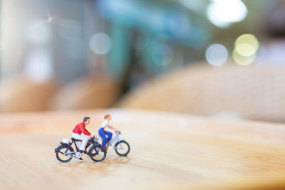 Close-up of toy car on table