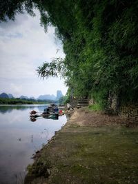 Scenic view of lake against sky