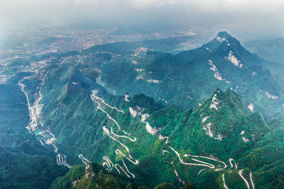 Aerial view of mountain range