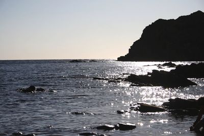 Scenic view of sea against clear sky