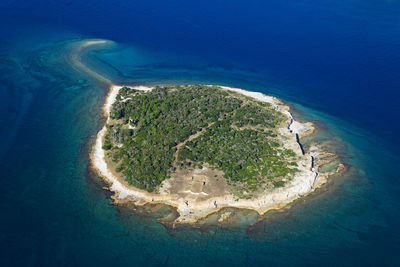 High angle view of island amidst sea