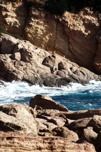 Scenic view of rocky beach