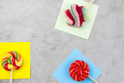 High angle view of food on table
