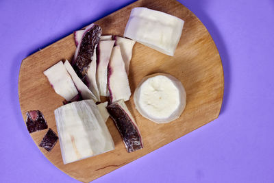 High angle view of food on table