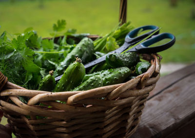 Close-up of vegetables in basket