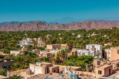 Panoramic view of nizwa, the oasis city of oman.