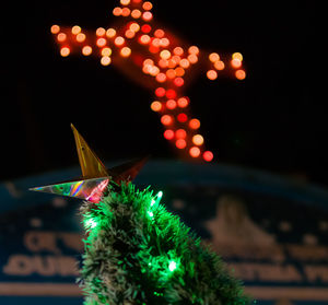 Close-up of illuminated lights at night