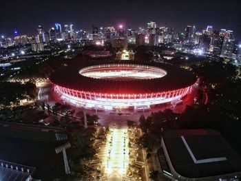 Illuminated city at night