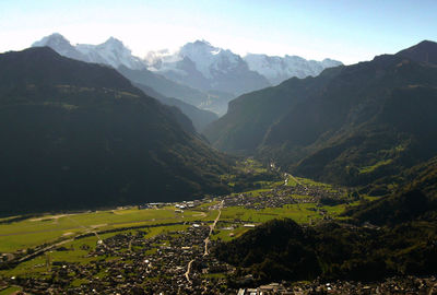 Scenic view of mountains against clear sky