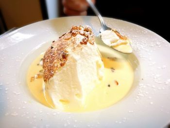 Close-up of ice cream served in plate