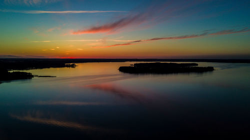 Scenic view of sea against sky at sunset