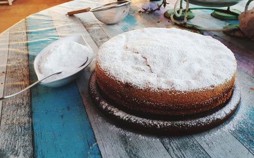 Close-up of cake on table