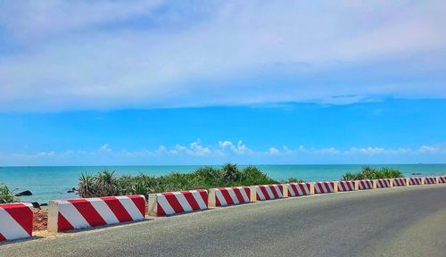 Scenic view of sea against blue sky