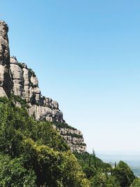 Low angle view of castle against clear blue sky