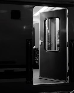 Open door of vehicle at night