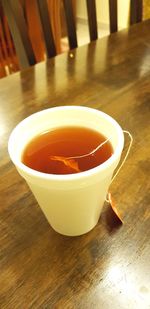 High angle view of tea on table