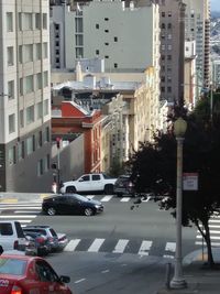 Traffic on road in city