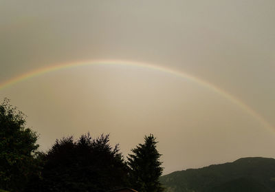 Low angle view of rainbow against sky