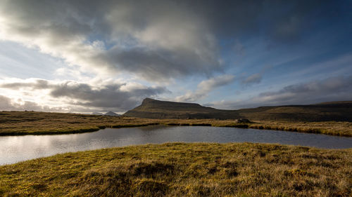 Scenic view of lake against sky