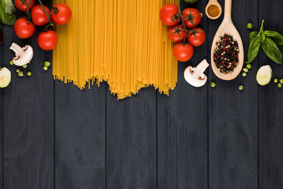 High angle view of tomatoes on table