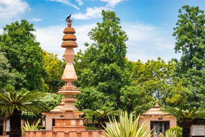 Artistic jain red stone holy pillar at morning from unique angle