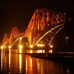 Bridge over river at night