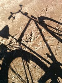 High angle view of shadow on wall